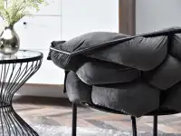 fotel pilo grafitowy welur, podstawa czarny