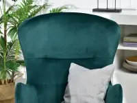 fotel luka zielony tkanina,podstawa buk