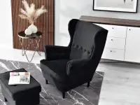 Fotel malmo czarny welur, podstawa czarny