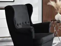 Fotel malmo czarny welur, podstawa czarny