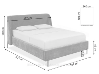 Dwuosobowe łóżko 140x200 z zagłówkiem JASNY BEŻ AMANI CZARNY - wymiary