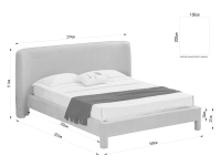 Dwuosobowe łóżko z zagłówkiem 160x200 CASPIA BEŻOWY - wymiary