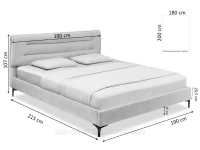 Łóżko 180x200 z marszczonym zagłówkiem CORDEL SZARY BEŻ - wymiar