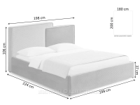 Łóżko tapicerowane z zagłówkiem 180x200 KREM ELARA BEŻ - wymiary