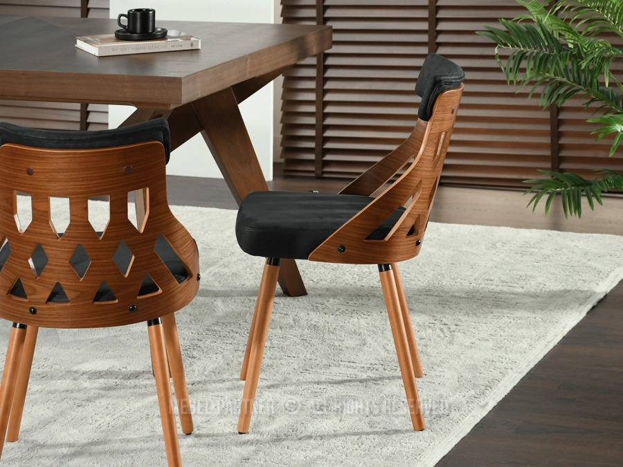 Ażurowe krzesło z drewna giętego CRABI orzech-czarny - gięte drewno