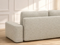 Sofa rozkładana z funkcją spania i pojemnikiem na pościel LINDO BEŻOWY - wolnostojąca bryła z tapicerowanym tyłem