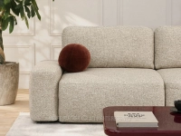 Sofa rozkładana z funkcją spania i pojemnikiem na pościel LINDO BEŻOWY - eleganckie poduchy oparciowe z wypełnieniem silikonowym oraz wygodne siedzisko ze sprężynami