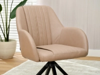 Beżowe krzesło tapicerowane ze skóry ekologicznej CHIARA - wygodne siedzisko z pionowymi przeszyciami