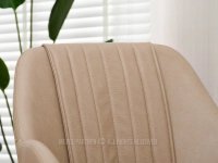 Beżowe krzesło tapicerowane ze skóry ekologicznej CHIARA - oparcie z przeszyciami