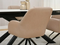 Beżowe krzesło tapicerowane ze skóry ekologicznej CHIARA - tył oparcia