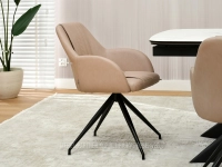 Beżowe krzesło tapicerowane ze skóry ekologicznej CHIARA - profil krzesła z podłokietnikami