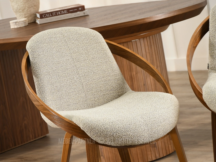 Eleganckie krzesło beżowe boucle, o ponadczasowym designie