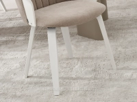Krzesło do salonu z eleganckimi przeszyciami GUZMAN BEŻ - BIAŁY - minimalistyczna podstawa