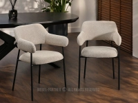 BEŻOWE krzesło z podłokietnikami ERWIN BOUCLE - CZARNY - designerskie krzesło do nowoczesnego salonu