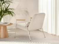 BEŻOWY fotel z małą poduszką i podłokietnikami DĄB ELIA BEŻ - skandynawski design