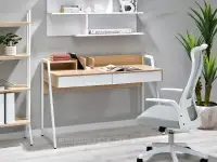 Białe duże biurko z nadstawką RIKO SONOMA NOGA - BIAŁY - z dwoma szufladami