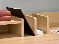 Białe duże biurko z nadstawką RIKO SONOMA NOGA - BIAŁY - widoczna struktura drewna