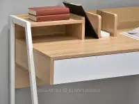 Białe duże biurko z nadstawką RIKO SONOMA NOGA - BIAŁY - szybki i łatwy montaż