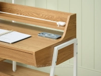 Wąskie biurko BORR BIAŁY - DĄB - wysoka jakość materiałów