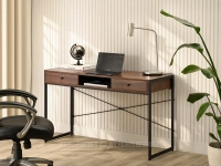 Biurko industrialne z wnęką i szufladami NILS ORZECH - CZARNY - nowoczesny design