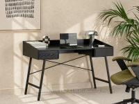 Designerskie biurko metalowe nogi duży blat szuflady ESLOV - mebel idealny do domowego gabinetu lub salonu