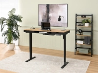 Biurko ELEKTRYCZNE Z USB OTSO 140 CZARNY DĄB CZARNY - w aranżacji z regałem TOWER 