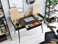 Biurko w skandynawskim stylu BODEN czarne - pojemne wnętrze