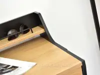 Wąskie biurko z nadstawką i szufladami BORR SONOMA-CZARNY - biurko z drewnem
