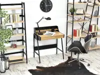 Wąskie biurko z nadstawką i szufladami BORR SONOMA-CZARNY - biurko  nadstawką
