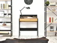Wąskie biurko z nadstawką i szufladami BORR SONOMA-CZARNY - biurko drewniane