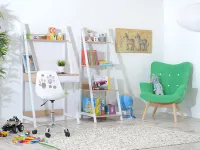 Biurko drabina do pokoju dziecięcego - w aranżacji z regałem DALEN oraz krzesłem FOOT