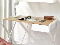 Biurko styl skandynawski do gabinetu DESIGNO BIAŁY SONOMA - biurko z drewnianym blatem