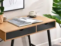 Stylowe biurko z szufladami FALUN DĄB-CZARNY - drewniane biurko