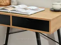 Stylowe biurko z szufladami FALUN DĄB-CZARNY - nowoczesne biurko