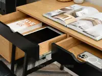 Stylowe biurko z szufladami FALUN DĄB-CZARNY - praktyczne szuflady
