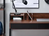 Loftowe duże biurko RIKO CZARNE-ORZECH z szufladami - nowoczesna forma