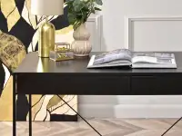 Proste biurko z szufladami UNIF CZARNE - METALOWY STELAŻ - prosta bryła