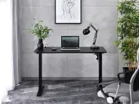 Czarne biurko z regulacją wysokości WILLY KARBON - biurko w aranżacji z fotelem KOBE