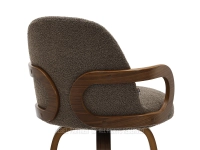 BRĄZOWE krzesło barowe w tkaninie boucle MARTIN ORZECH - designerskie drewniane elementy