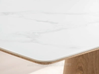 Ceramiczny stół na centralnej podstawie BIAŁY MARMUR ORVIN DĄB - efekt białego marmuru