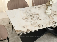 Ceramiczny stół CARAVEL BIAŁY MARMUR PANDORA - CZARNY - efektowny blat 