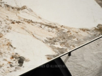 Ceramiczny stół CARAVEL BIAŁY MARMUR PANDORA - CZARNY -  krawędź blatu