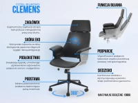 Fotel biurowy ergonomiczny CLEMENS DĄB-CZARNY  - funkcje fotela do pracy w biurze