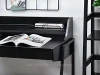 Czarne biurko z szufladami BORR CZARNE DREWNO - CZARNY -  z widoczną struktura drewna