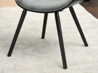 Krzesło drewniane tapicerowane BENT SZARY WELUR - CZARNY - drewniane nogi