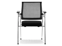 Czarne krzesło konferencyjne HENRY SIATKA MESH - CHROM - tył