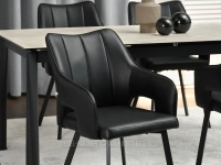 CZARNE krzesło tapicerowane CORBET - CZARNA NOGA - czarne siedzisko