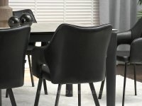 CZARNE krzesło tapicerowane CORBET - CZARNA NOGA - subtelny tył