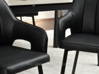 CZARNE krzesło tapicerowane CORBET - CZARNA NOGA - podłokietniki
