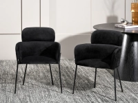 CZARNE welurowe krzesło z podłokietnikami BIAGIO NOGI CZARNY - nowoczesny design
